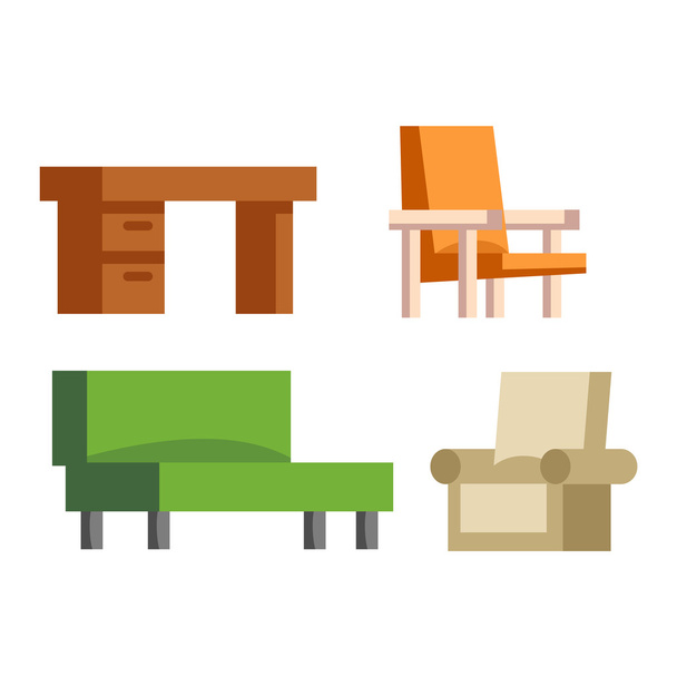 Furniture icons vector isolated - Vektor, obrázek