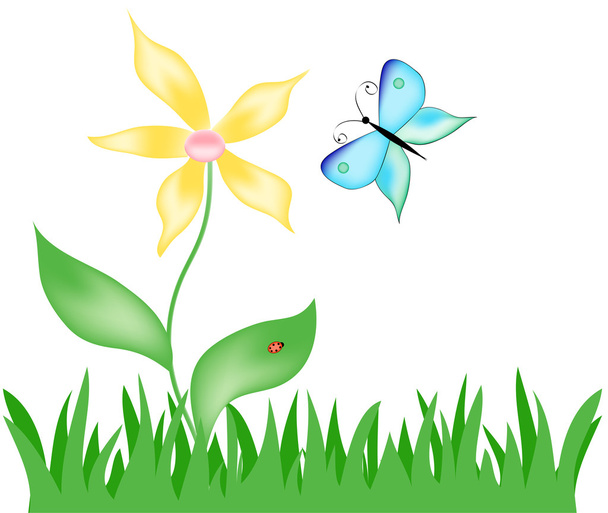 Flower and butterfly - Vektor, kép