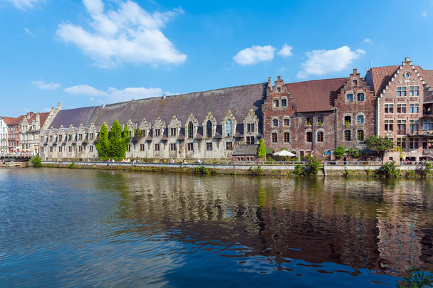 Buildings along the Leie river in Ghent, Belgium - Photo, Image