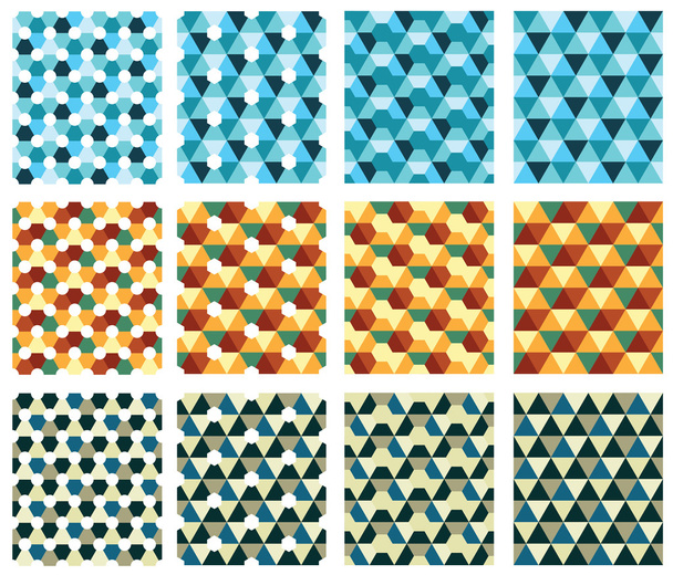 Seamless textures with triangle and diamond - Вектор,изображение