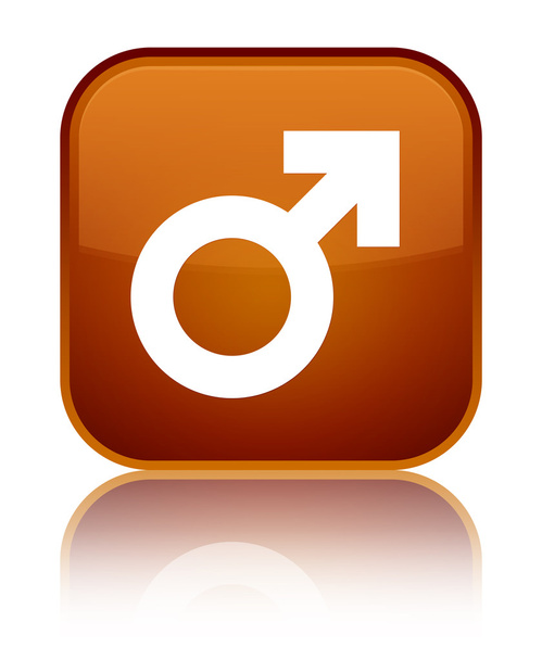 Αρσενικό σύμβολο λαμπερά καφέ τετράγωνο κουμπί εικονίδιο - Φωτογραφία, εικόνα