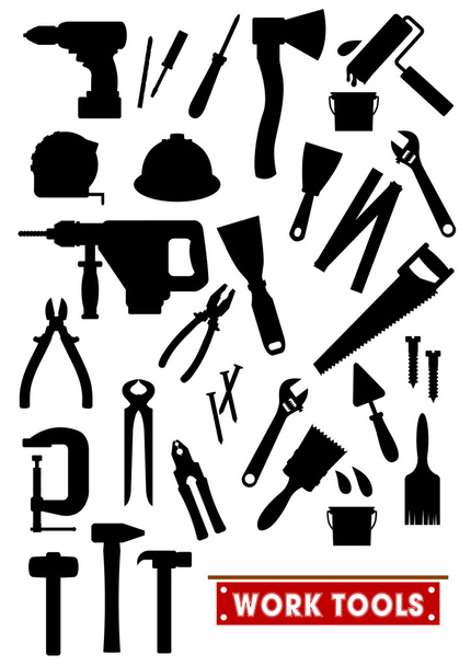 Work tools silhouette icons - Vector, Image