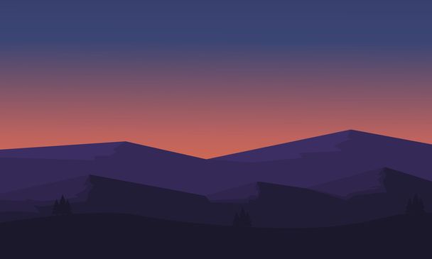 Silhouette of mountain and hill scenery - Vector, Image