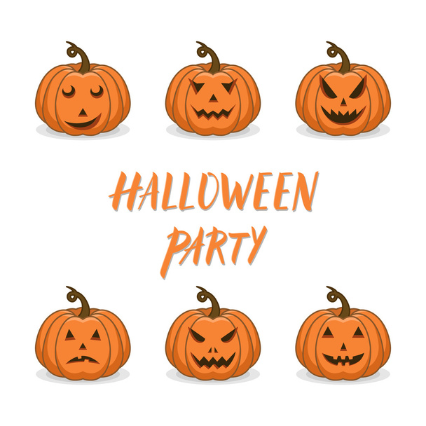 Halloween pumpkin icons set made in flat style. - Vector, Image