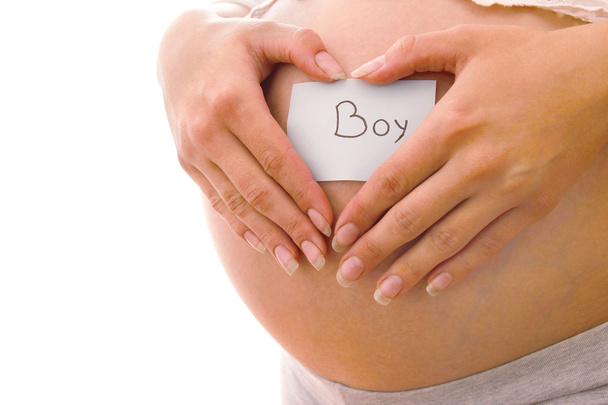 Pregnant woman with sticker - Zdjęcie, obraz