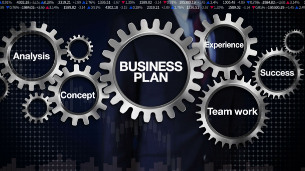 Gears with keyword and businessman - Footage, Video
