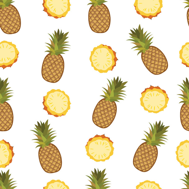 Pineapple seamless vector pattern on the white background - Vector, Image