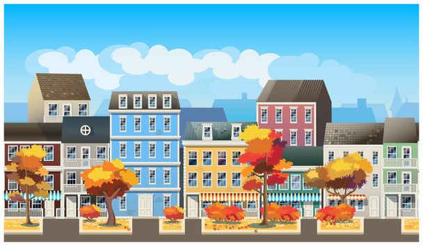 秋の旧市街 - ベクター画像