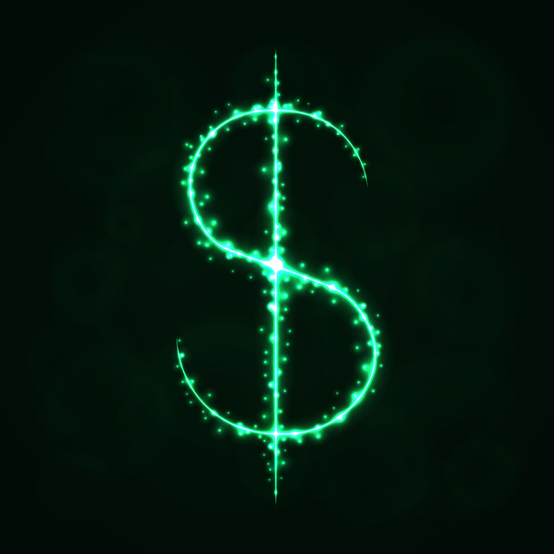 Dollar sign silhouette of lights - Vektor, Bild