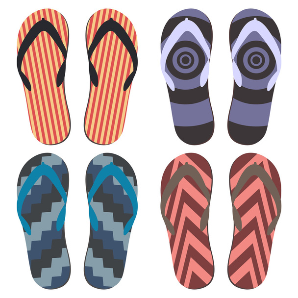 Set of Beach Slippers.  - Vector, Image