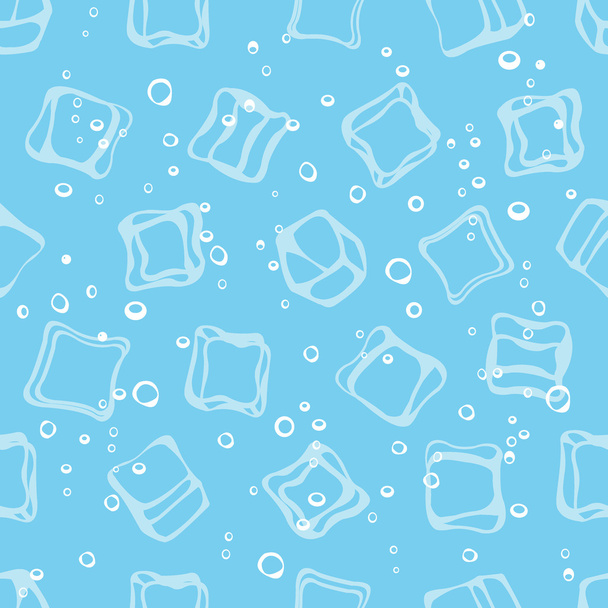 Ice cube babbles and water blue textile print seamless pattern.  - Vector, Image