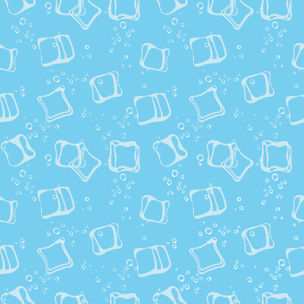 アイス キューブ異物と水の青織物印刷のシームレスなパターン。スパーク リング ミネラルウォーター青背景 - ベクター画像