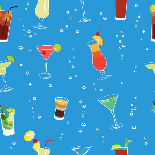 Cocktailparty blauwe naadloze vector patroon. Soda pop vector achtergrond. - Vector, afbeelding