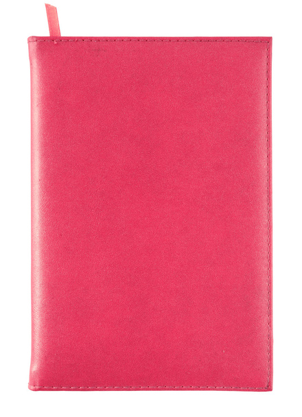 czerwony skórzany notatnik okładka na białym tle na biało ze ścieżką przycinającą - Zdjęcie, obraz