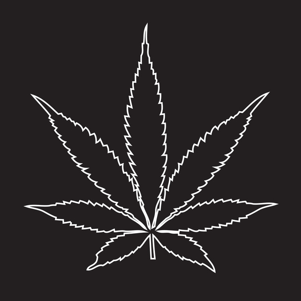Marihuana yaprağı anahat - Vektör, Görsel