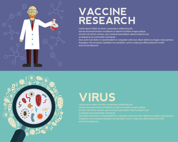 microbes and virus banners - Vector, Image