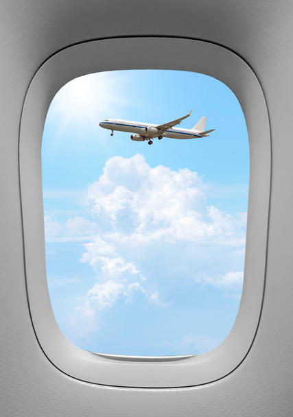 Closeup of the airplane window  - Photo, Image