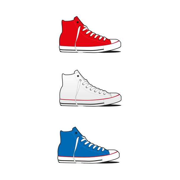 Красная, белая и синяя спортивная обувь
  - Вектор,изображение
