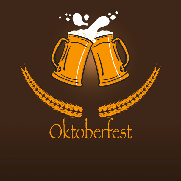 vector illustration of a glass of beer, Oktoberfest banner - Vector, Image
