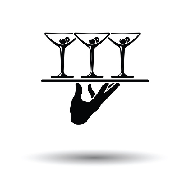 hand holding tray with martini - Vector, Image