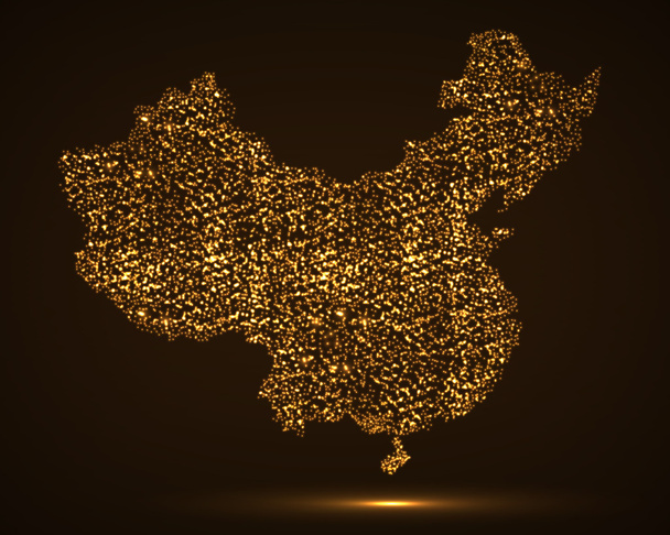 Streszczenie Mapa Chiny z świecące cząstek - Wektor, obraz