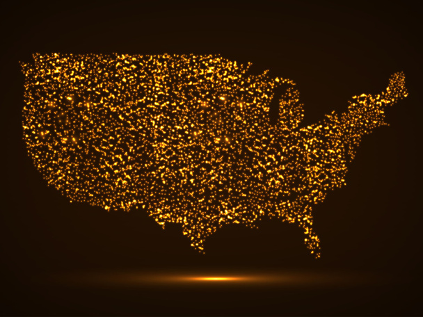 Αφηρημένη Χάρτης των ΗΠΑ με λαμπερό σωματίδια - Διάνυσμα, εικόνα