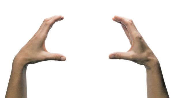 Dos manos sostienen su objeto
 - Foto, imagen