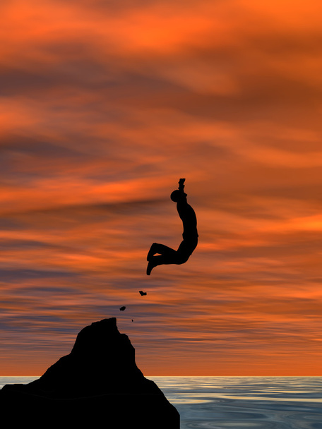 Hombre de negocios silueta saltando
  - Foto, imagen