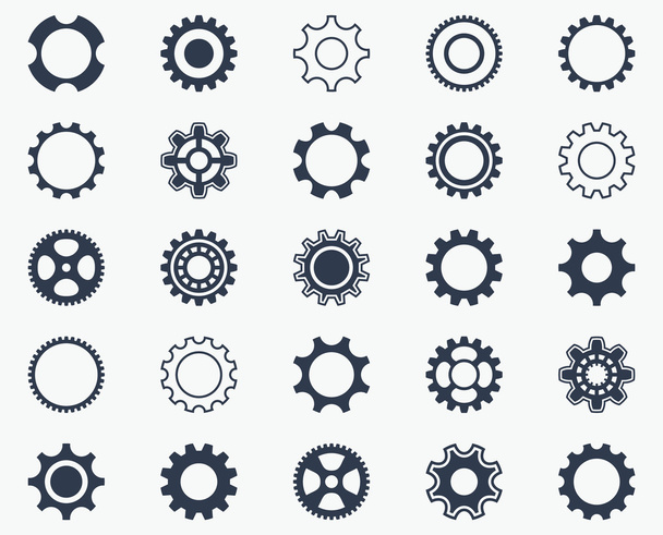 Collection of black gear wheel icons - Vector, Image