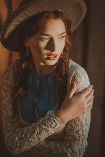 beautiful woman in hat - Valokuva, kuva