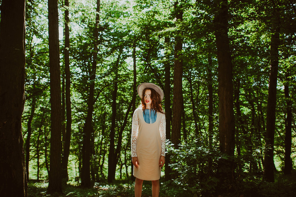beautiful woman in forest - Fotó, kép