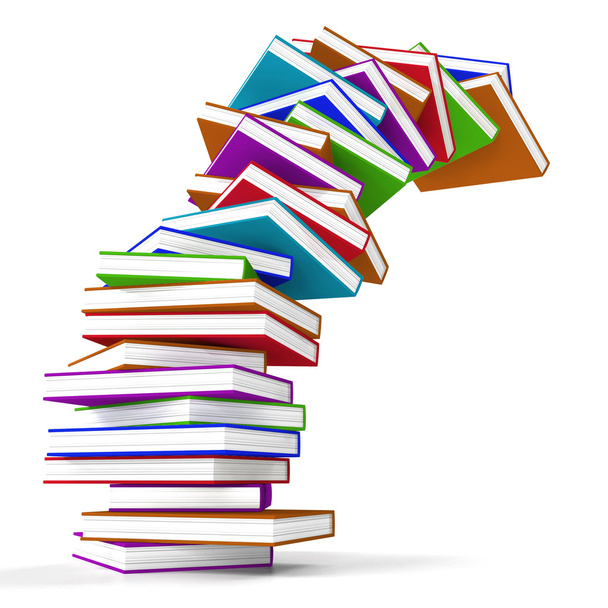 Stack Of Colorful Falling Books Representing Learning And Educat - Foto, Imagem