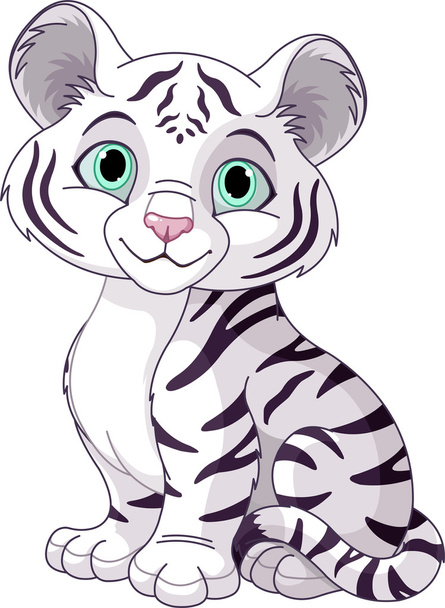 White tiger cub - Διάνυσμα, εικόνα