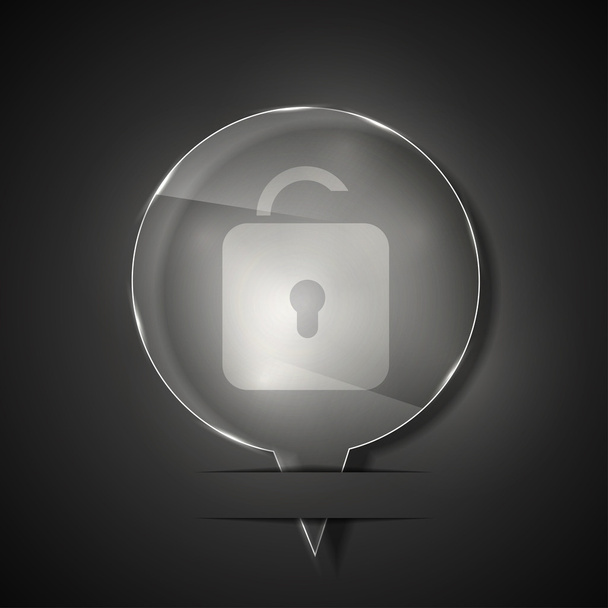 Vector glass unlock icon on gray background. Eps 10 - Vector, Image