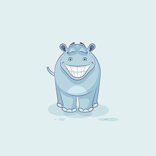 Emoji merkki sarjakuva Hippopotamus valtava hymy
 - Vektori, kuva