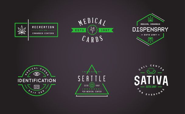 Set of Medical Cannabis Marijuana Sign - Vector, Image