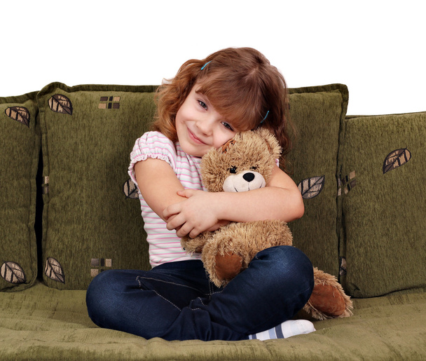 Little girl with teddy bear - Фото, зображення