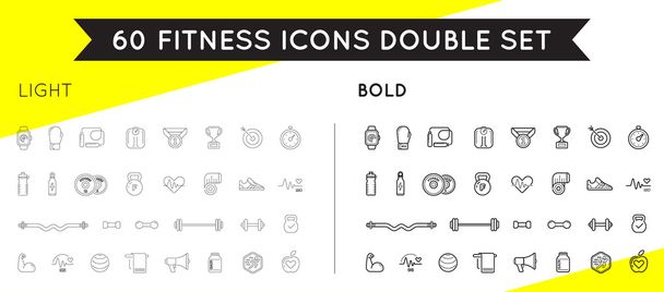 Set of Thin and Bold Vector Fitness Fitness Gym Elements
 - Вектор,изображение