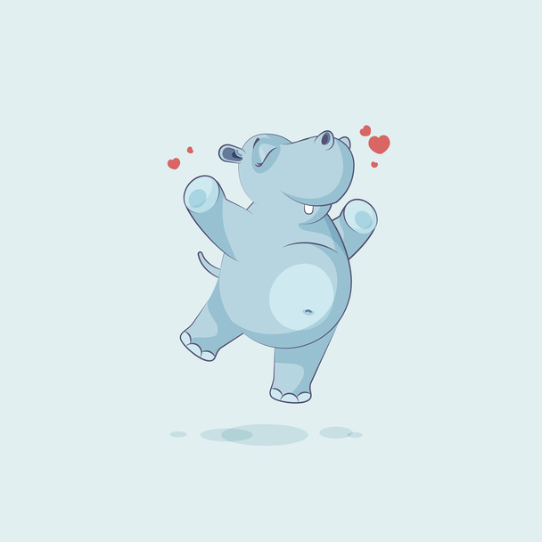 Emoji merkki sarjakuva Hippopotamus hyppäämällä ilosta
 - Vektori, kuva
