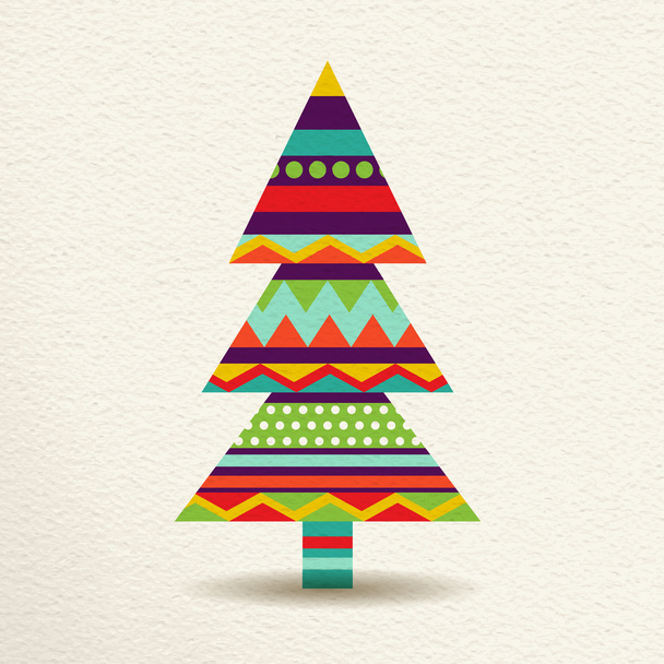 Christmas tree in colorful geometric art style - Vektör, Görsel