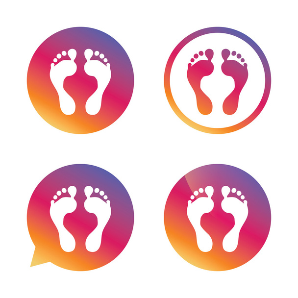 Human footprint sign icon. Barefoot symbol. - Vektor, kép