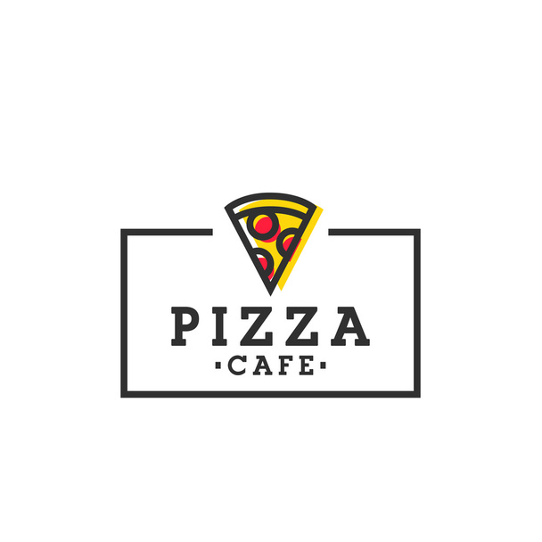 Pizza kávézó. Pizza logo, embléma, címke - Vektor, kép