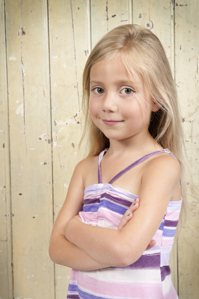 girl in summer dress, arms crossed - Foto, immagini