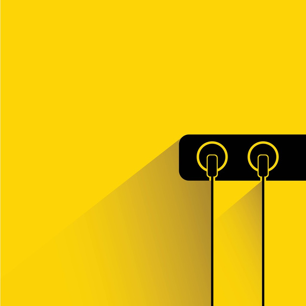 electric plug, cable plug with drop shadow on yellow background - Vector, Image