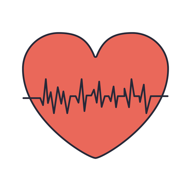corazón rojo con signos de vida
 - Vector, Imagen