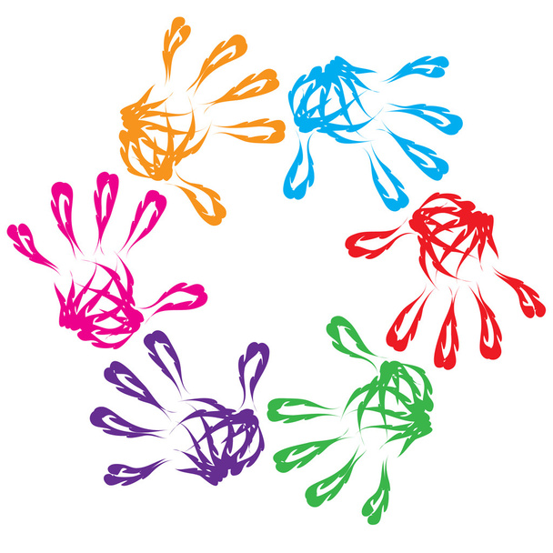 colorful paint hand print circle - Фото, зображення