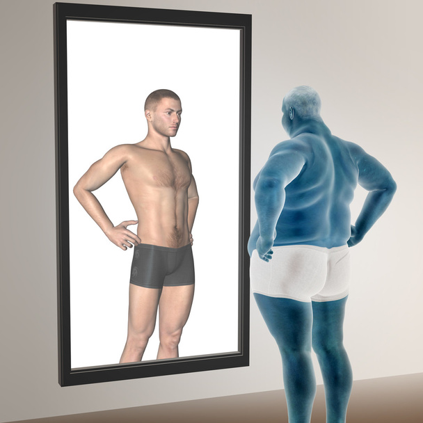 υπέρβαρα slim fit ο άνθρωπος vs  - Φωτογραφία, εικόνα