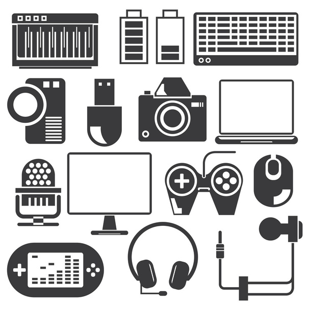 electronic device and gadget icons set - Vector, Image
