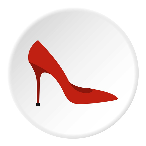 Red woman shoe icon, flat style - ベクター画像