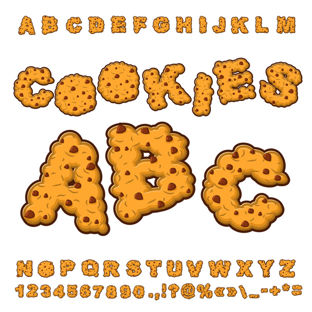 Cookies font. Food lettering. Edible typography. Baking ABC. Cra - Vetor, Imagem